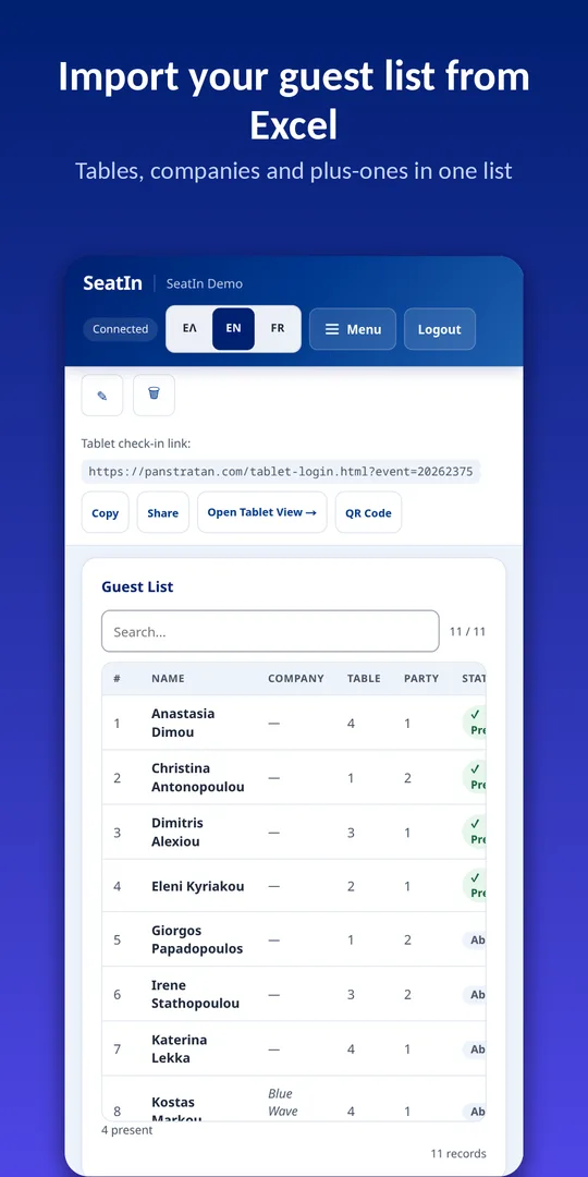 Import your guest list from Excel