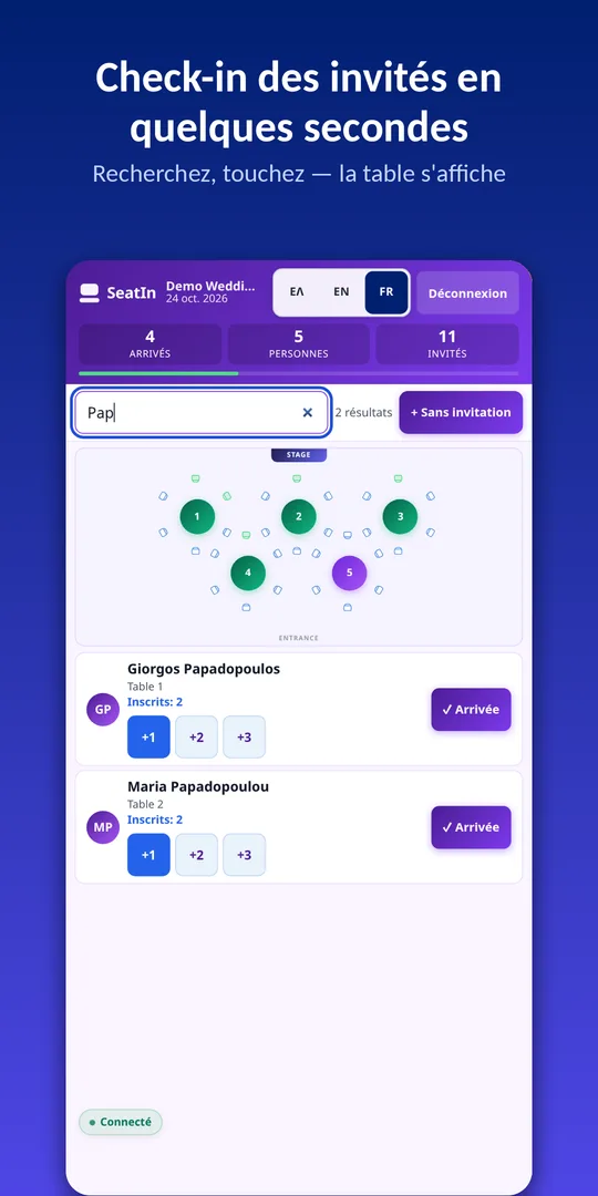 Check-in des invités en quelques secondes